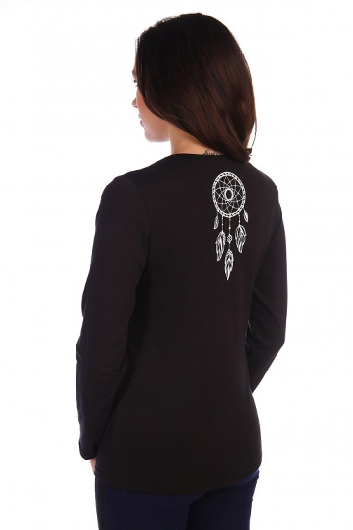 Фото товара 17560, черный лонгслив с волком